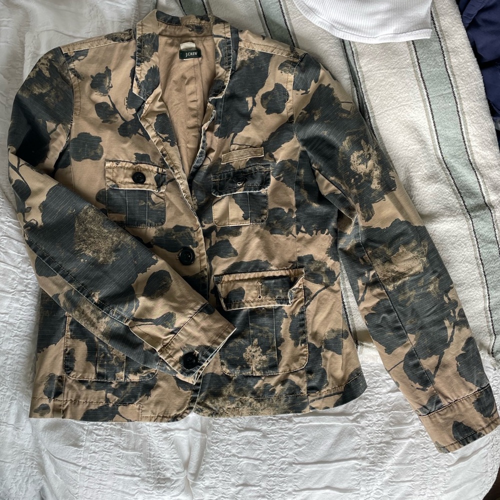 J. Crew Floral Camo Blazer - Black and Tan